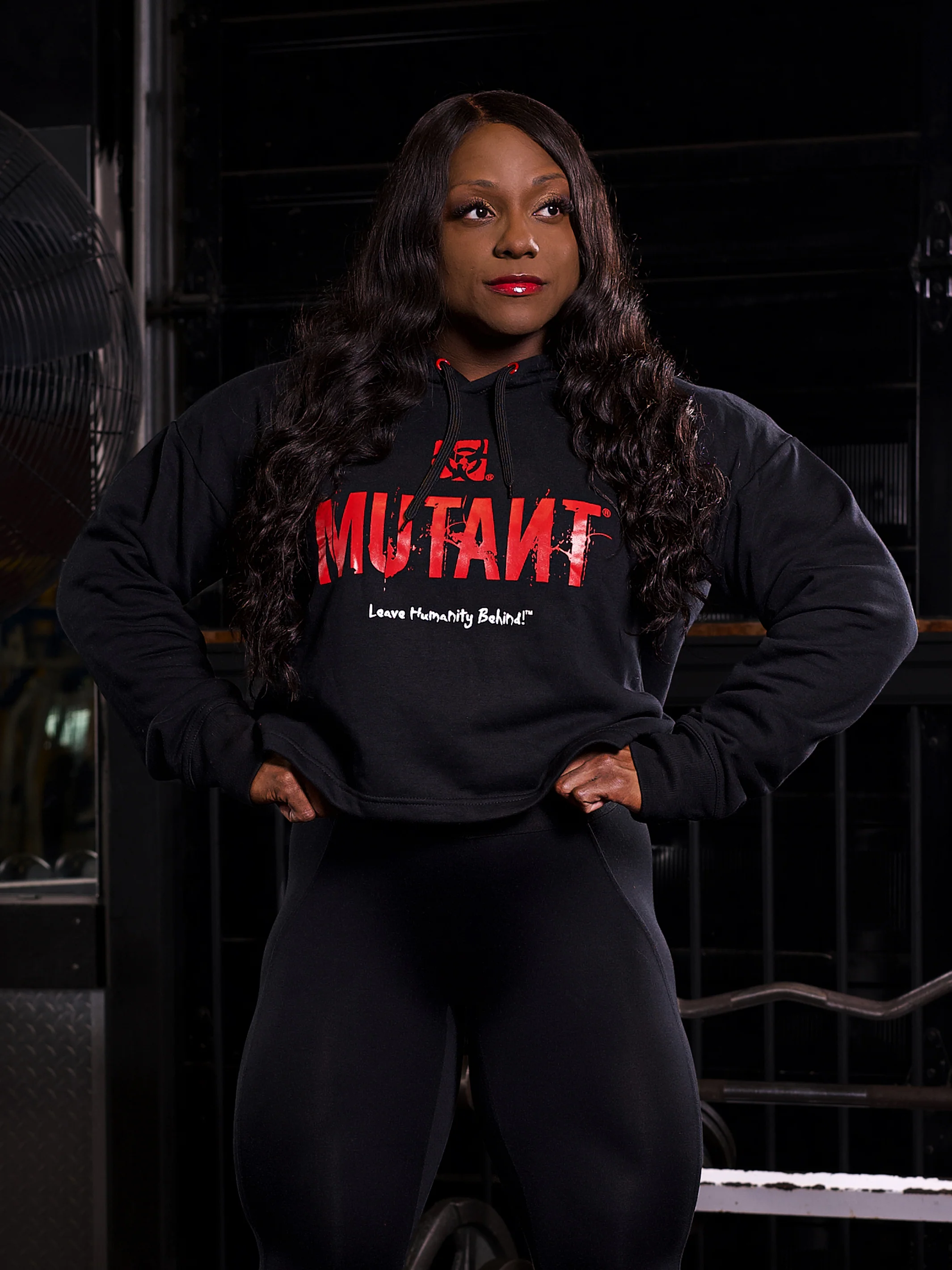 3-PILLAR Women's Gym Crop Hoodie (Black) XL 2XL - Image 4