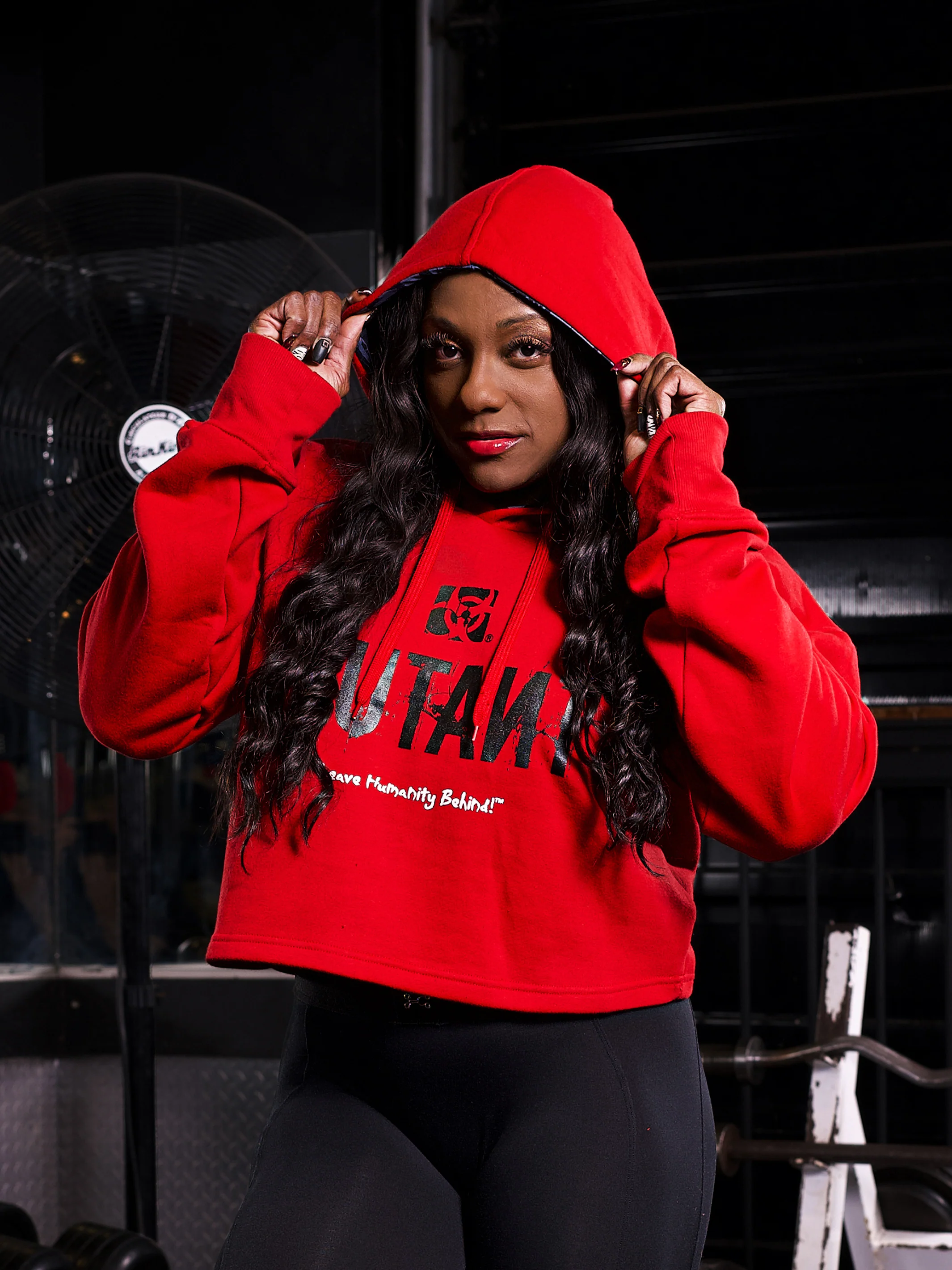 3-PILLAR Women's Gym Crop Hoodie (Red)  2XL - Image 4