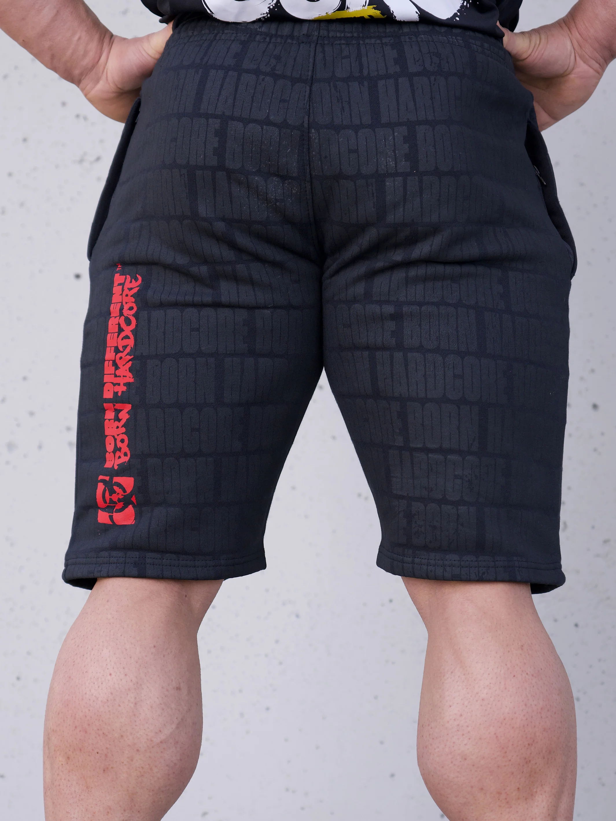 MUTANT® BORN HARDCORE 9" Gym Shorts (Black & Red) 5XL - Image 3