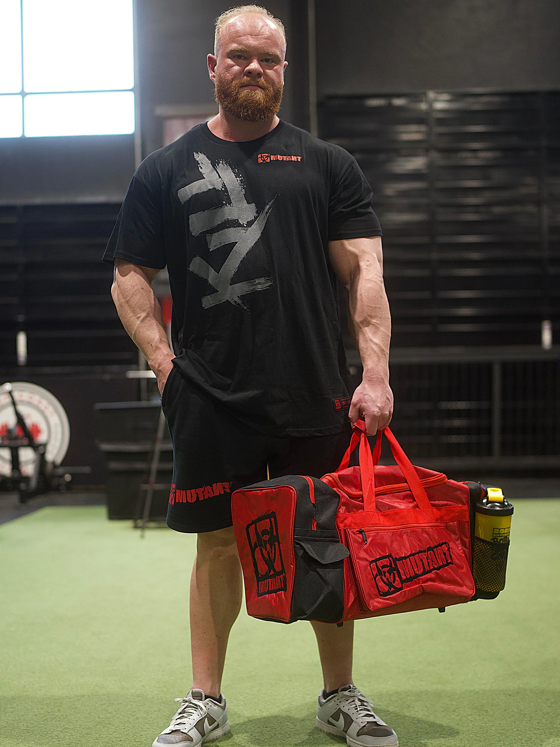 MUTANT® BORN HARDCORE Duffle Gym Bag (Red, Black Edge) - Image 17