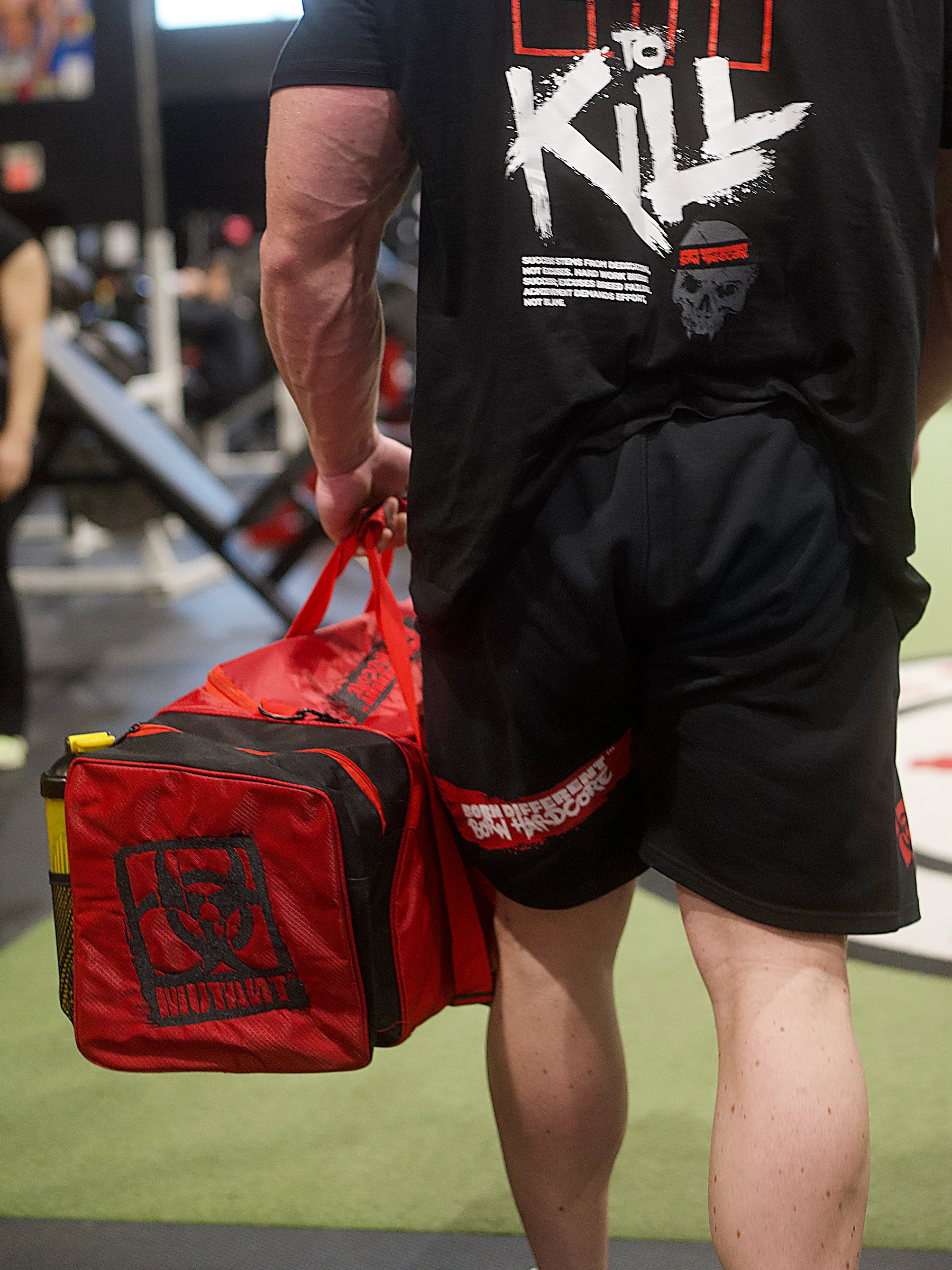 MUTANT® BORN HARDCORE Duffle Gym Bag (Red, Black Edge) - Image 18