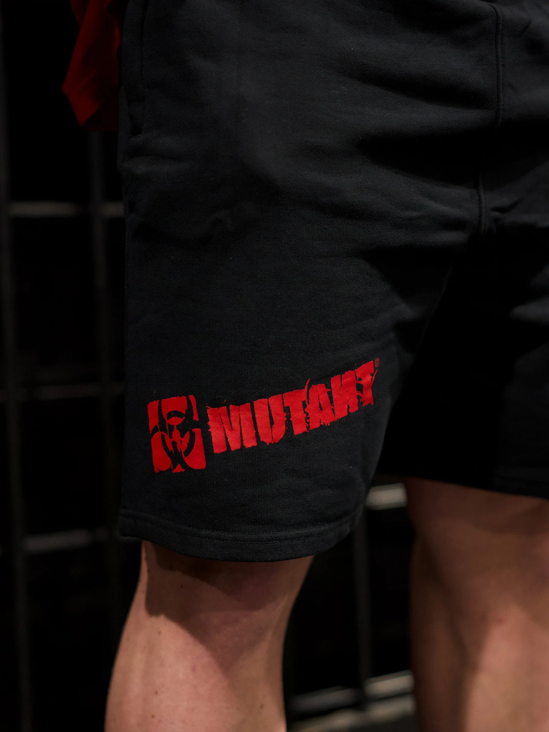 MUTANT® BORN HARDCORE 5” GYM SHORTS (BLACK & RED) - Image 11