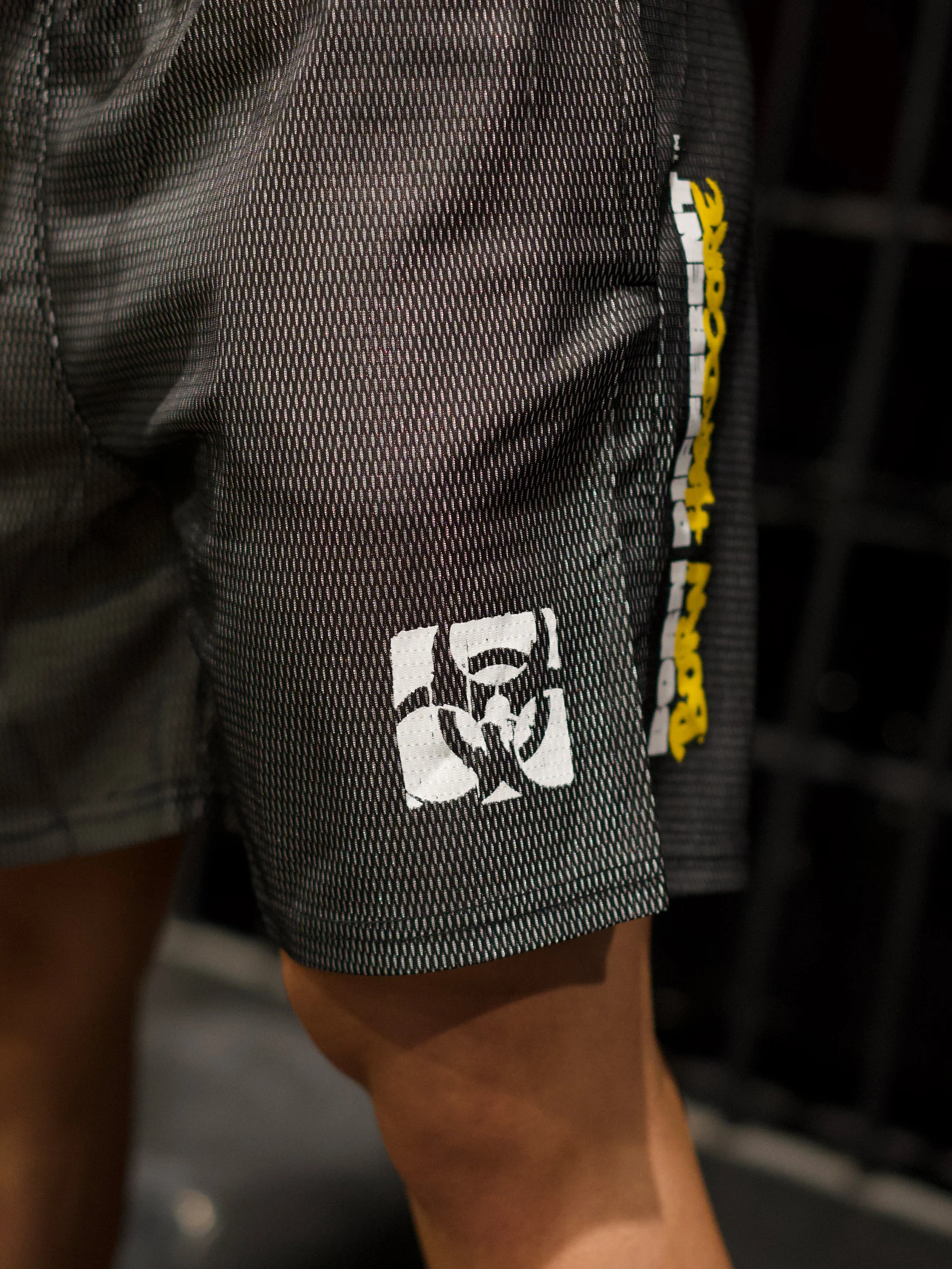MUTANT® BORN HARDCORE 5” GYM SHORTS (BLACK & YELLOW) - Image 11