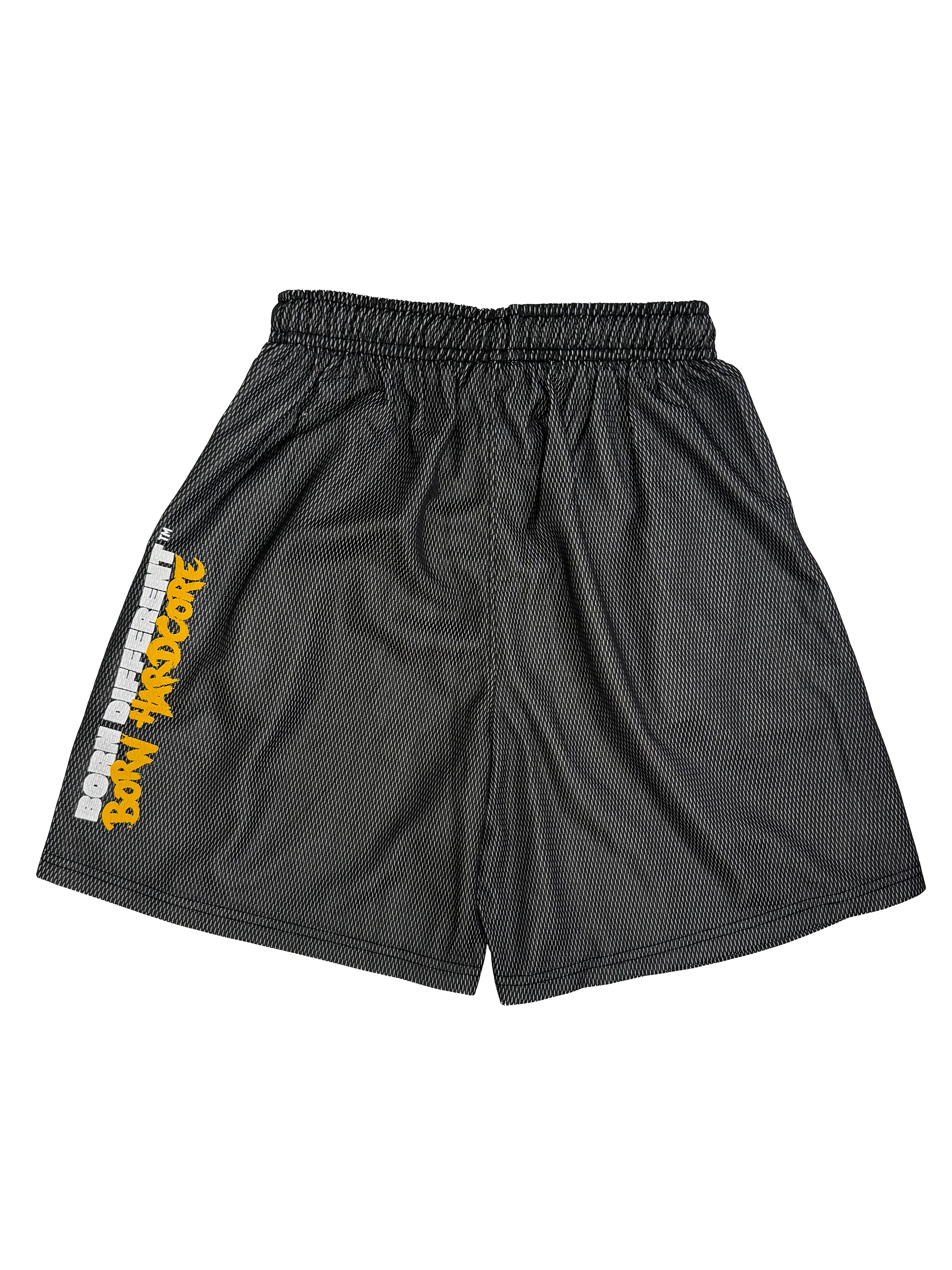 MUTANT® BORN HARDCORE 5” GYM SHORTS (BLACK & YELLOW) - Image 3