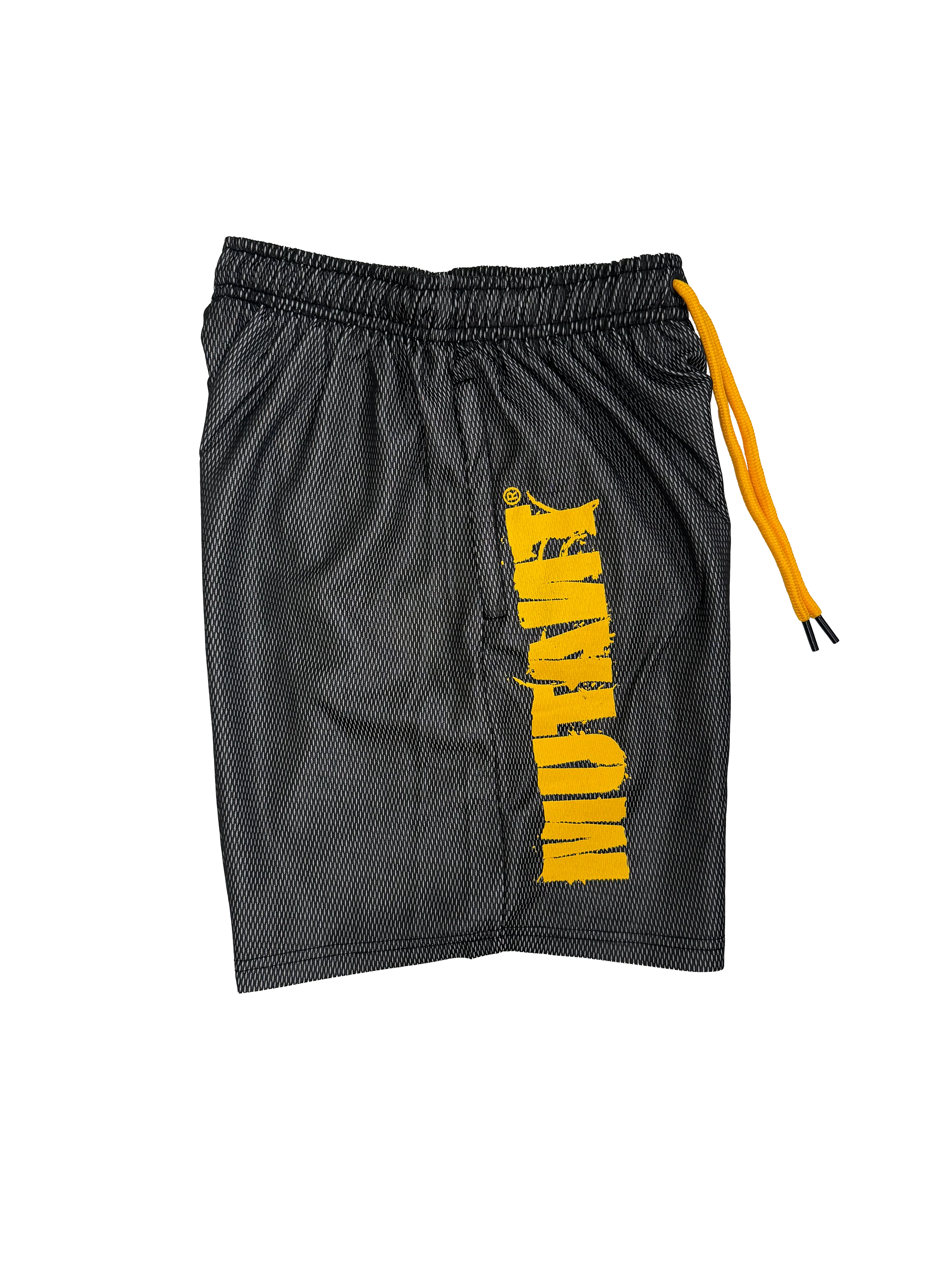 MUTANT® BORN HARDCORE 5” GYM SHORTS (BLACK & YELLOW) - Image 4
