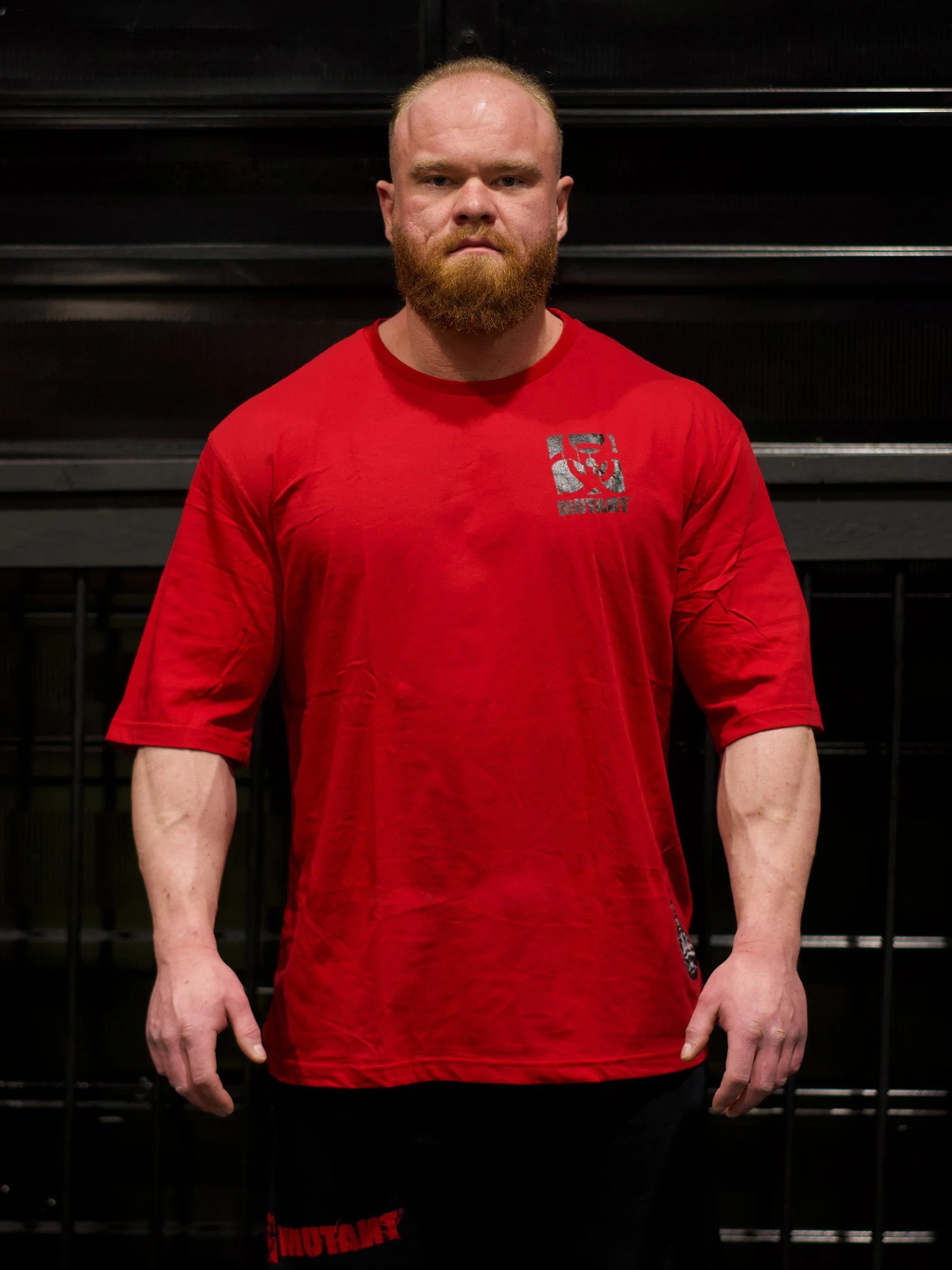 MUTANT® BORN HARDCORE BOLD OVERSIZED GYM T-SHIRT (RED) - Image 3