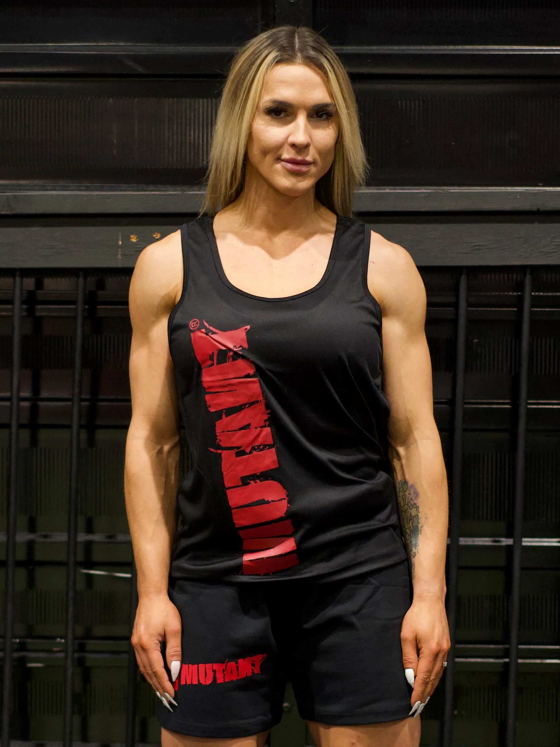 MUTANT® BORN HARDCORE HARDLINE TANK TOP GYM SHIRT (BLACK & RED) - Image 3