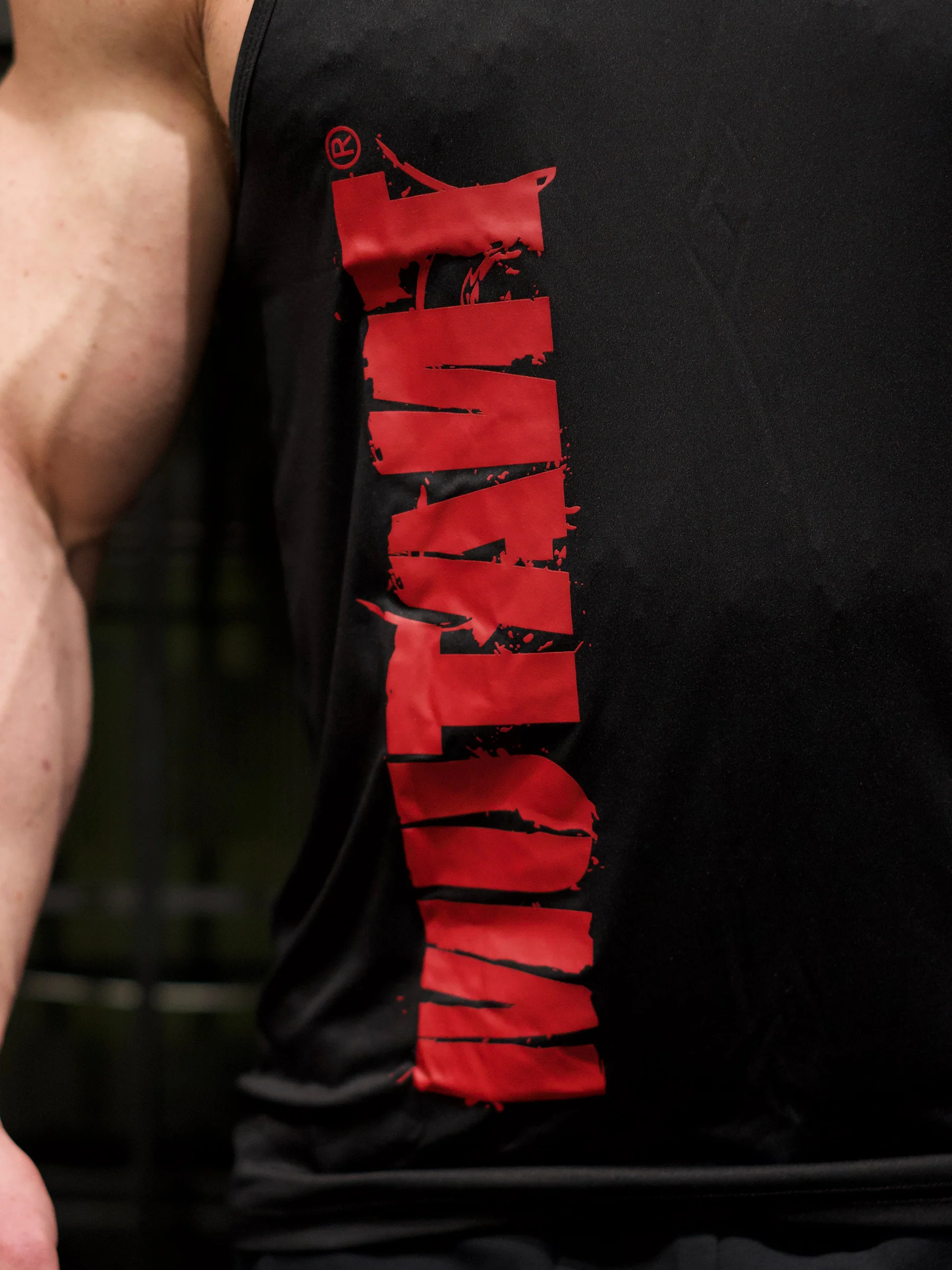 MUTANT® BORN HARDCORE HARDLINE TANK TOP GYM SHIRT (BLACK & RED) - Image 9