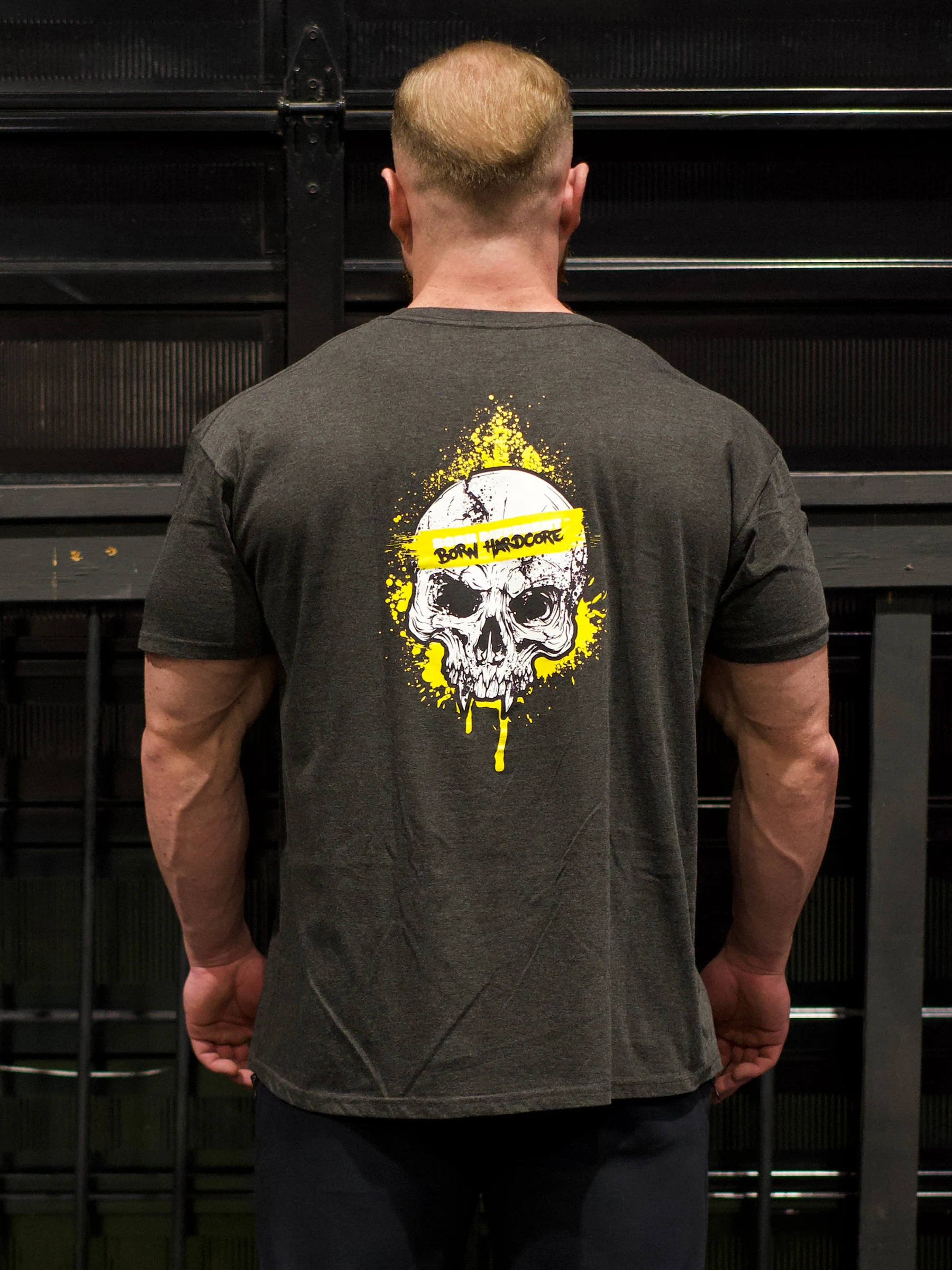 MUTANT® BORN HARDCORE SKULL GYM T-SHIRT (GREY) - Image 4