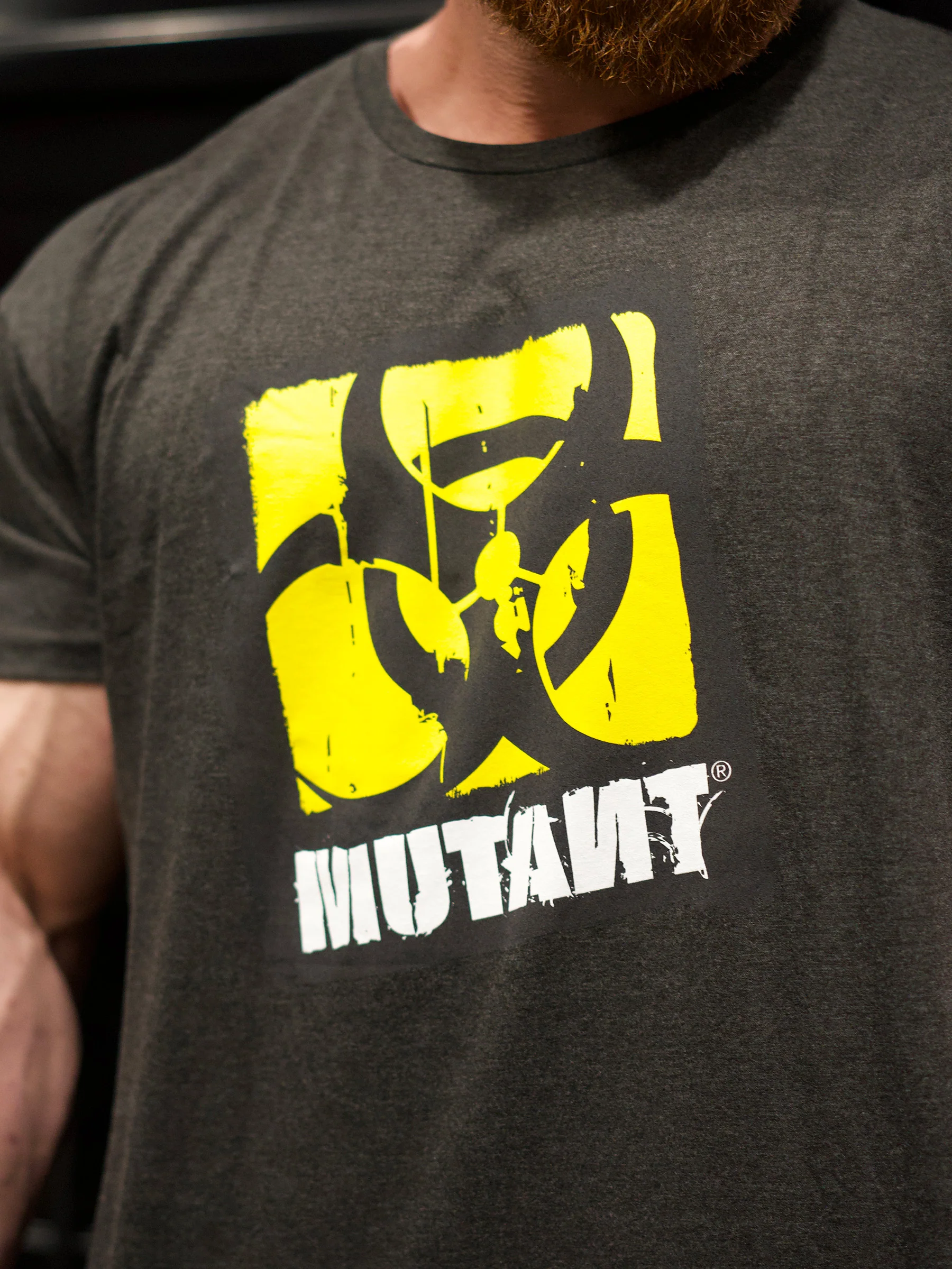 MUTANT® BORN HARDCORE SKULL GYM T-SHIRT (GREY) - Image 5